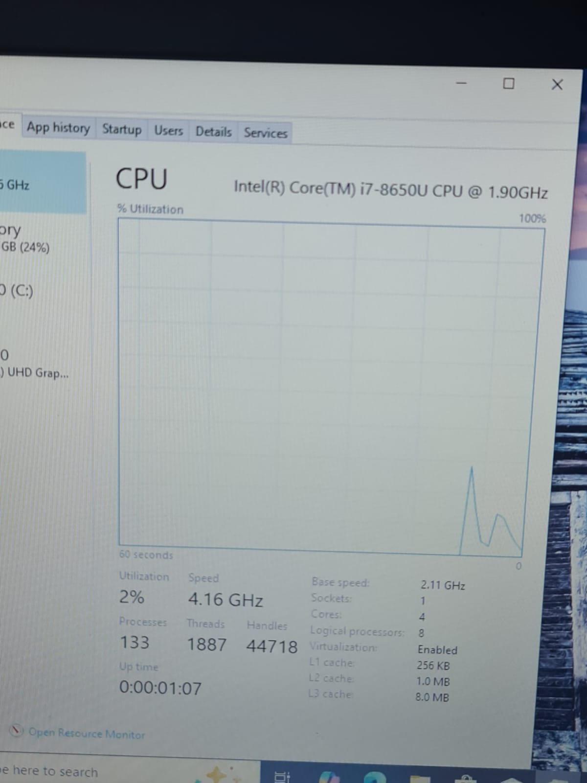 Dell Latitude E5590 Corei7 – 8650U – 8G Ram – 256G SSD – screen 15.6